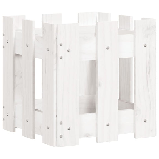 Garden Planter with Fence Design White 30x30x30 cm Solid Wood Pine Garden Planter with Fence Design White 30x30x30 cm Solid Wood Pine