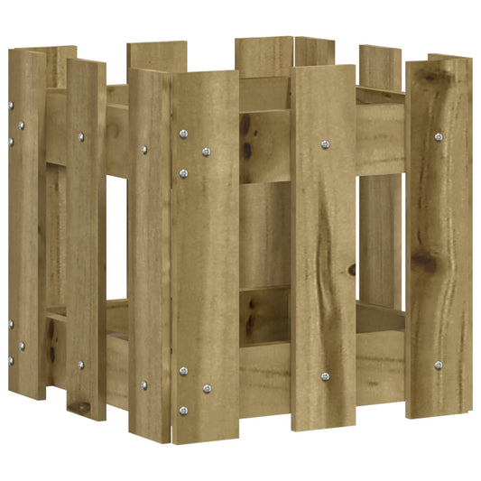 Garden Planter with Fence Design 30x30x30 cm Impregnated Wood Pine Garden Planter with Fence Design 30x30x30 cm Impregnated Wood Pine