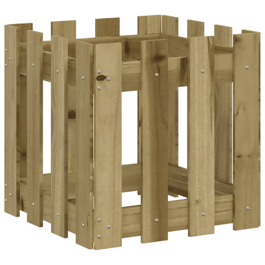 Garden Planter with Fence Design 40x40x40 cm Impregnated Wood Pine Garden Planter with Fence Design 40x40x40 cm Impregnated Wood Pine