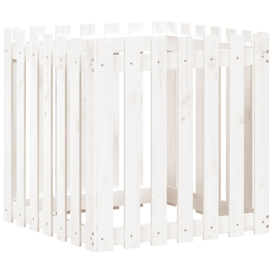 Garden Planter with Fence Design White 70x70x70 cm Solid Wood Pine Garden Planter with Fence Design White 70x70x70 cm Solid Wood Pine
