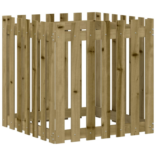 Garden Planter with Fence Design 70x70x70 cm Impregnated Wood Pine Garden Planter with Fence Design 70x70x70 cm Impregnated Wood Pine