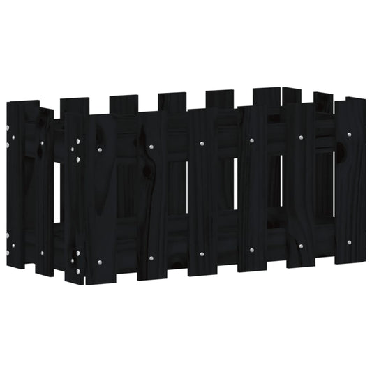 Garden Planter with Fence Design Black 60x30x30 cm Solid Wood Pine Garden Planter with Fence Design Black 60x30x30 cm Solid Wood Pine