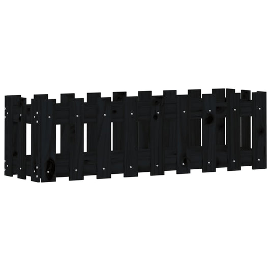 Garden Raised Bed with Fence Design Black 100x30x30 cm Solid Wood Pine Garden Raised Bed with Fence Design Black 100x30x30 cm Solid Wood Pine