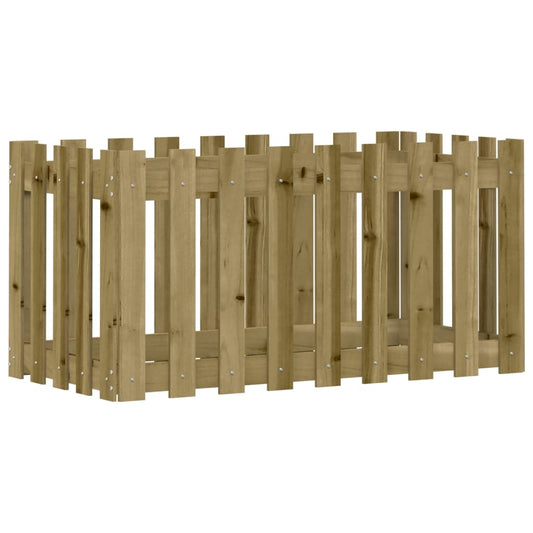 Garden Raised Bed with Fence Design 100x50x50 cm Impregnated Wood Pine Garden Raised Bed with Fence Design 100x50x50 cm Impregnated Wood Pine