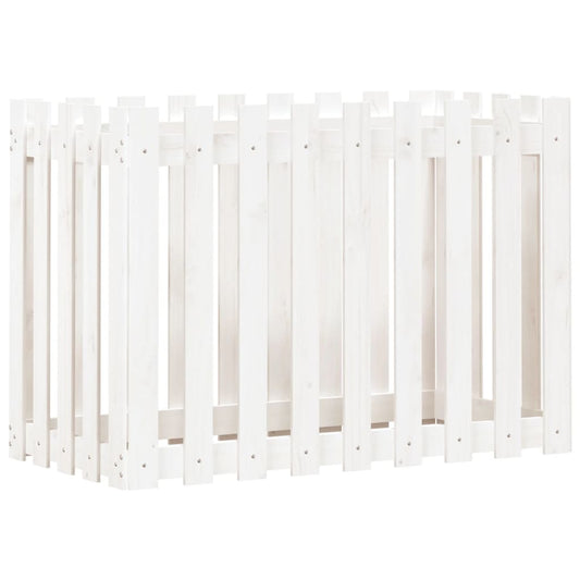 Garden Raised Bed with Fence Design White 100x50x70 cm Solid Wood Pine Garden Raised Bed with Fence Design White 100x50x70 cm Solid Wood Pine