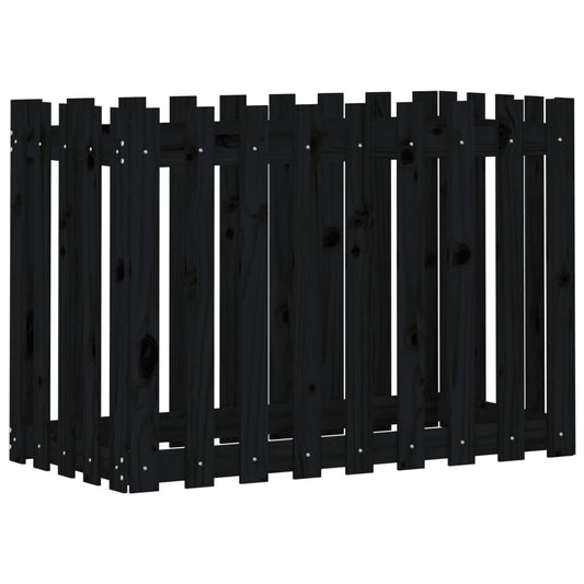 Garden Raised Bed with Fence Design Black 100x50x70 cm Solid Wood Pine Garden Raised Bed with Fence Design Black 100x50x70 cm Solid Wood Pine