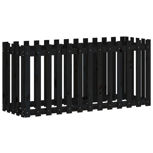 Garden Raised Bed with Fence Design Black 150x50x70 cm Solid Wood Pine Garden Raised Bed with Fence Design Black 150x50x70 cm Solid Wood Pine