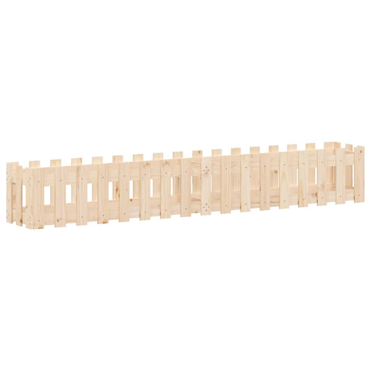 Garden Raised Bed with Fence Design 200x30x30 cm Solid Wood Pine Garden Raised Bed with Fence Design 200x30x30 cm Solid Wood Pine
