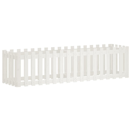 Garden Raised Bed with Fence Design White 200x50x50 cm Solid Wood Pine Garden Raised Bed with Fence Design White 200x50x50 cm Solid Wood Pine