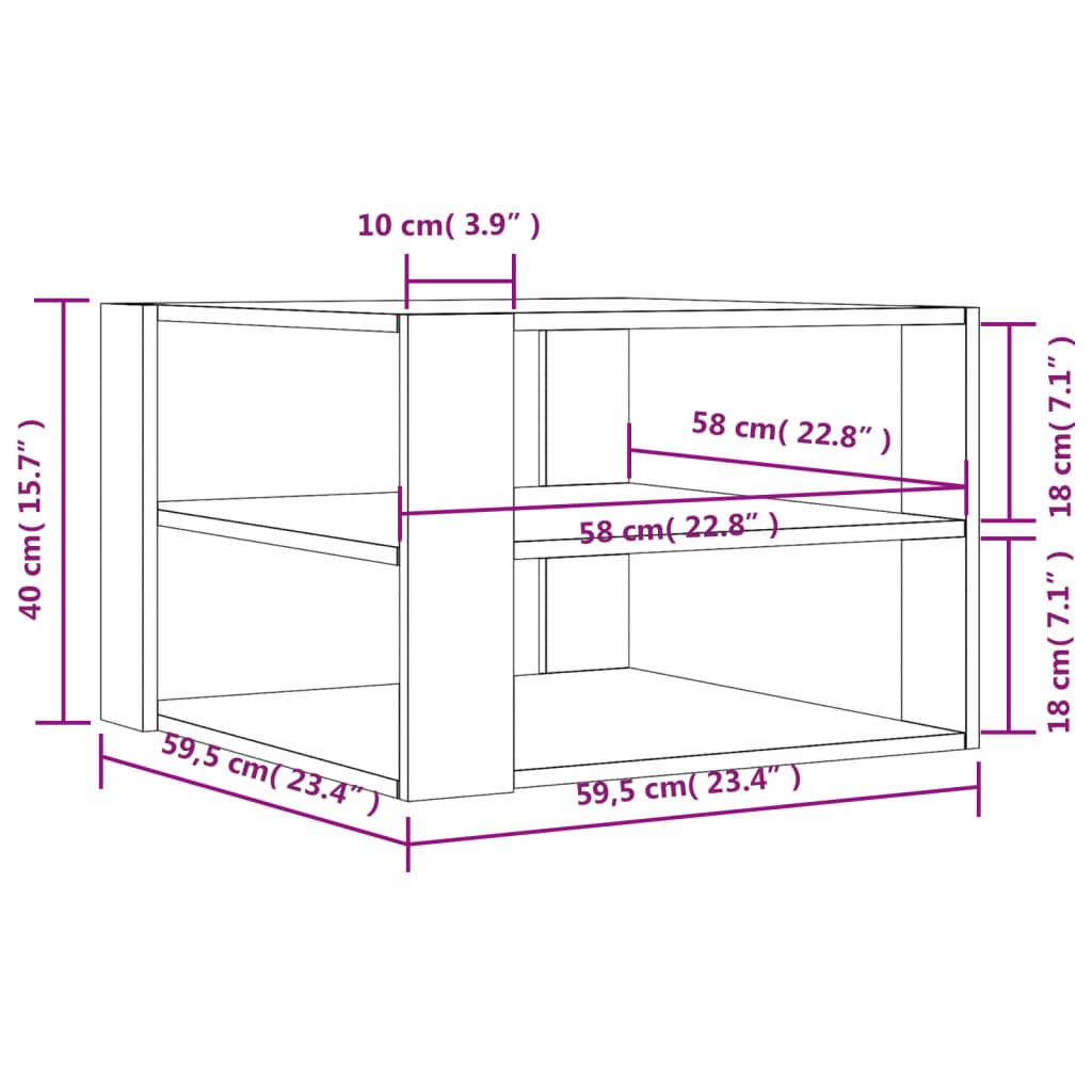Coffee Table Smoked Oak 58x58x40 cm Engineered Wood