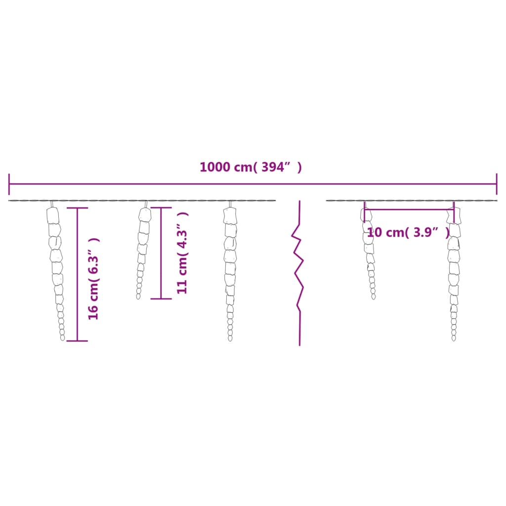 Christmas Icicle Light 100 LEDs Warm White 10 m Acrylic PVC