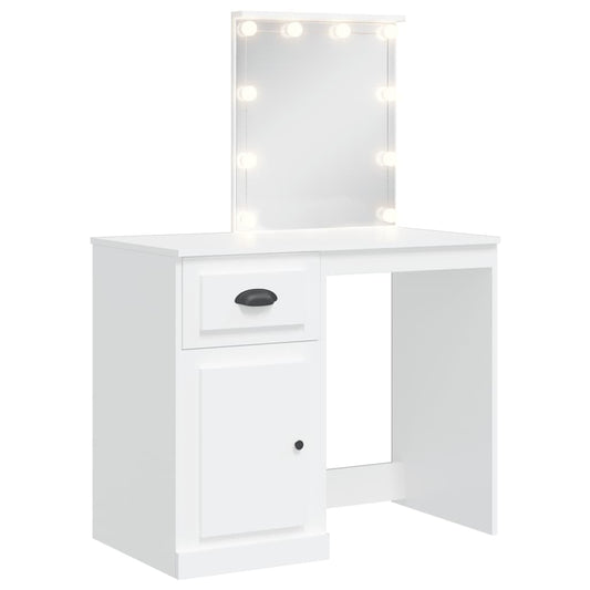 Dressing Table with LED Lights White 90x42x132.5 cm Dressing Table with LED Lights White 90x42x132.5 cm
