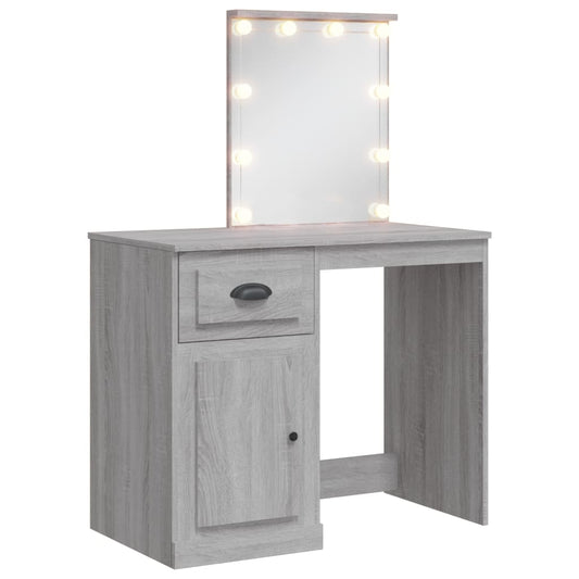 Dressing Table with LED Lights Grey Sonoma 90x42x132.5 cm Dressing Table with LED Lights Grey Sonoma 90x42x132.5 cm