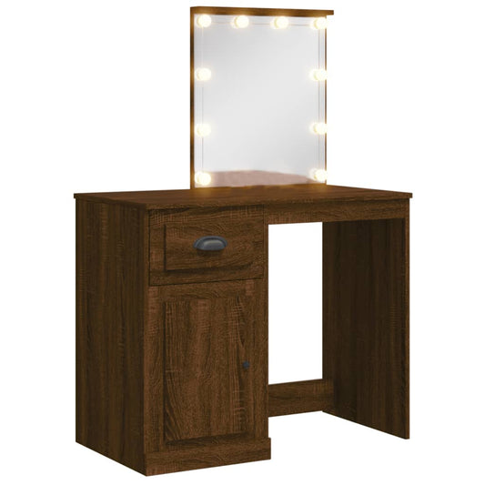 Dressing Table with LED Lights Brown Oak 90x42x132.5 cm Dressing Table with LED Lights Brown Oak 90x42x132.5 cm