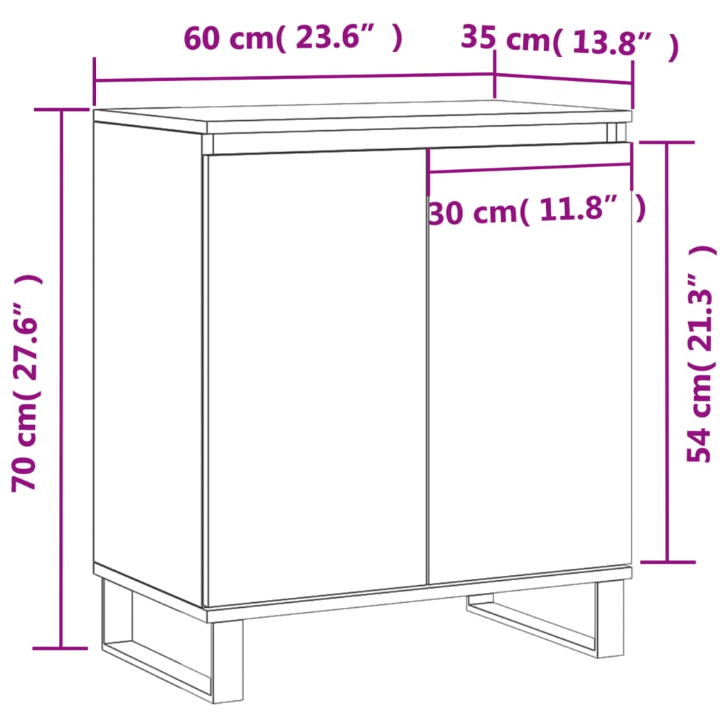 Sideboard White 60x35x70 cm Engineered Wood