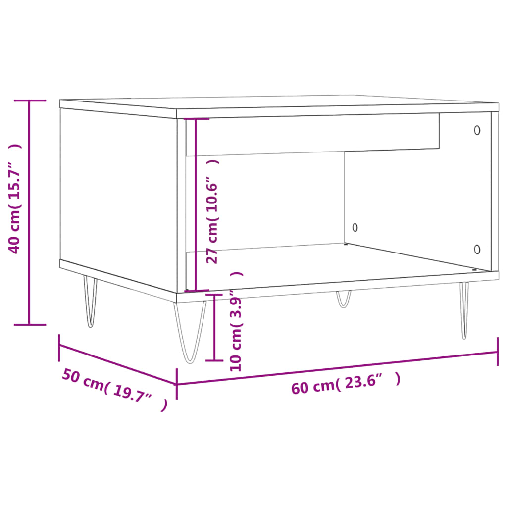Coffee Table White 60x50x40 cm Engineered Wood