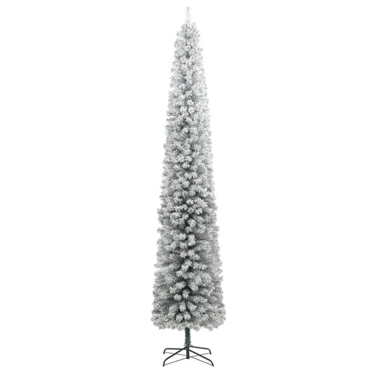 Slim Christmas Tree with Stand and Flocked Snow 270 cm PVC Slim Christmas Tree with Stand and Flocked Snow 270 cm PVC