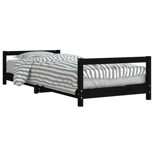 Kids Bed Frame Black 80x200 cm Solid Wood Pine Kids Bed Frame Black 80x200 cm Solid Wood Pine