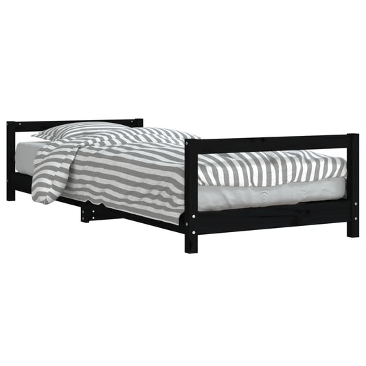 Kids Bed Frame Black 90x200 cm Solid Wood Pine Kids Bed Frame Black 90x200 cm Solid Wood Pine
