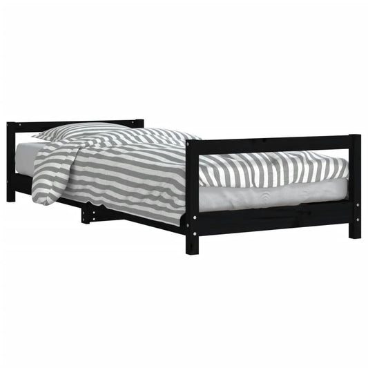 Kids Bed Frame Black 90x190 cm Solid Wood Pine Kids Bed Frame Black 90x190 cm Solid Wood Pine