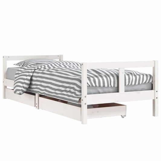 Kids Bed Frame with Drawers White 80x200 cm Solid Wood Pine Kids Bed Frame with Drawers White 80x200 cm Solid Wood Pine