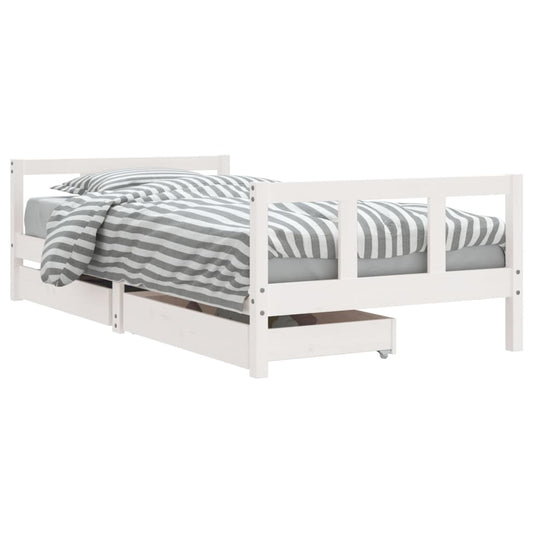 Kids Bed Frame with Drawers White 90x190 cm Solid Wood Pine Kids Bed Frame with Drawers White 90x190 cm Solid Wood Pine