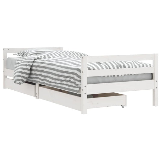 Kids Bed Frame with Drawers White 90x190 cm Solid Wood Pine Kids Bed Frame with Drawers White 90x190 cm Solid Wood Pine