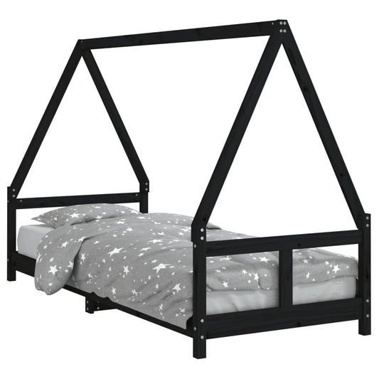 Kids Bed Frame Black 80x200 cm Solid Wood Pine Kids Bed Frame Black 80x200 cm Solid Wood Pine
