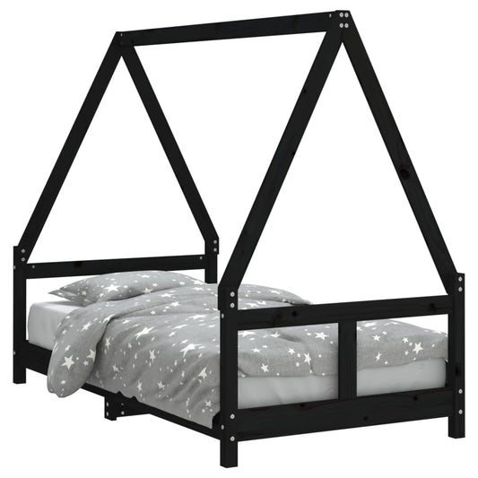 Kids Bed Frame Black 80x160 cm Solid Wood Pine Kids Bed Frame Black 80x160 cm Solid Wood Pine