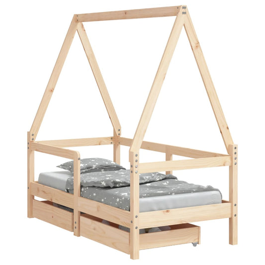 Kids Bed Frame with Drawers 70x140 cm Solid Wood Pine Kids Bed Frame with Drawers 70x140 cm Solid Wood Pine
