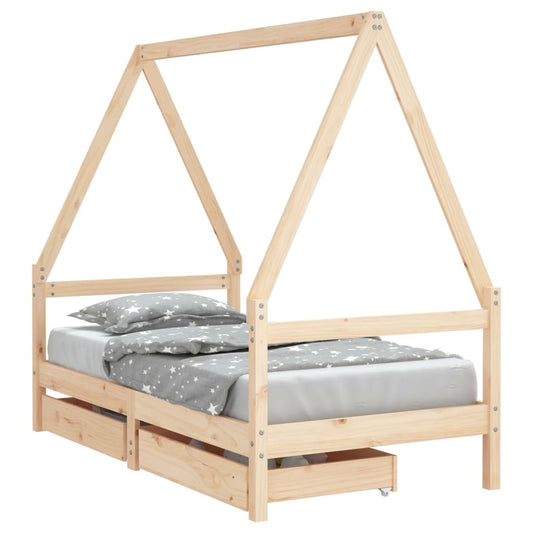 Kids Bed Frame with Drawers 80x160 cm Solid Wood Pine Kids Bed Frame with Drawers 80x160 cm Solid Wood Pine