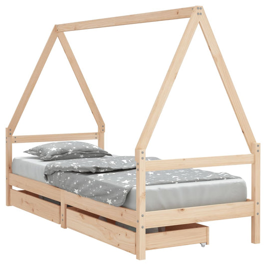 Kids Bed Frame with Drawers 90x190 cm Solid Wood Pine Kids Bed Frame with Drawers 90x190 cm Solid Wood Pine
