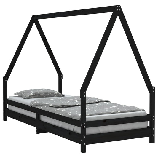 Kids Bed Frame Black 80x200 cm Solid Wood Pine Kids Bed Frame Black 80x200 cm Solid Wood Pine