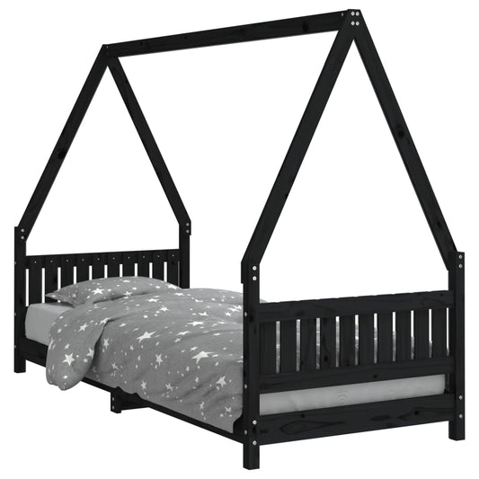Kids Bed Frame Black 80x200 cm Solid Wood Pine Kids Bed Frame Black 80x200 cm Solid Wood Pine