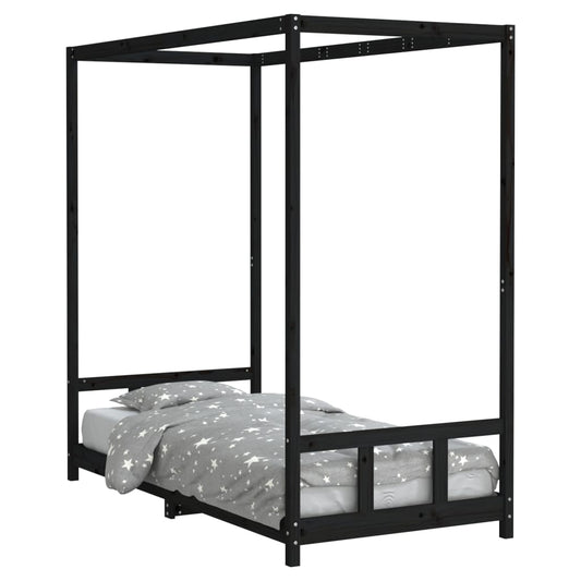 Kids Bed Frame Black 90x190 cm Solid Wood Pine Kids Bed Frame Black 90x190 cm Solid Wood Pine