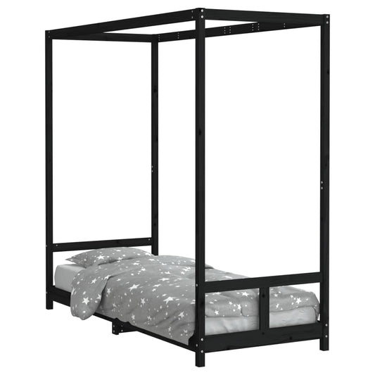 Kids Bed Frame Black 80x200 cm Solid Wood Pine Kids Bed Frame Black 80x200 cm Solid Wood Pine