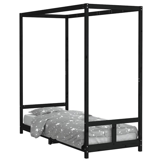 Kids Bed Frame Black 80x200 cm Solid Wood Pine Kids Bed Frame Black 80x200 cm Solid Wood Pine
