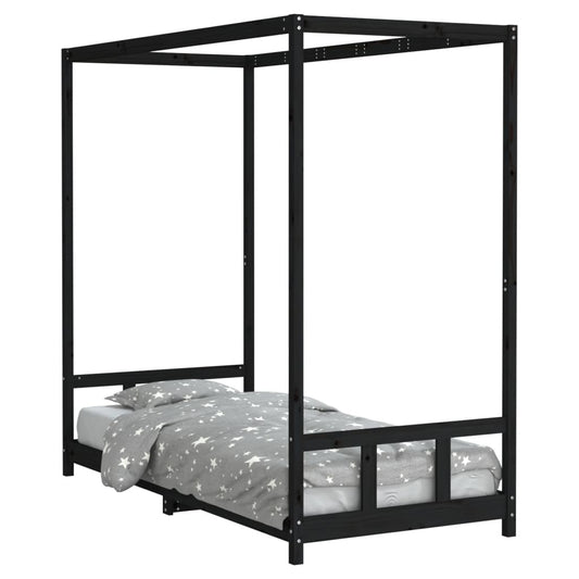 Kids Bed Frame Black 90x200 cm Solid Wood Pine Kids Bed Frame Black 90x200 cm Solid Wood Pine