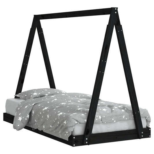 Kids Bed Frame Black 80x160 cm Solid Wood Pine Kids Bed Frame Black 80x160 cm Solid Wood Pine