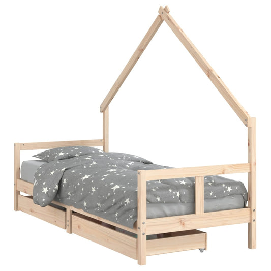Kids Bed Frame with Drawers 80x200 cm Solid Wood Pine Kids Bed Frame with Drawers 80x200 cm Solid Wood Pine