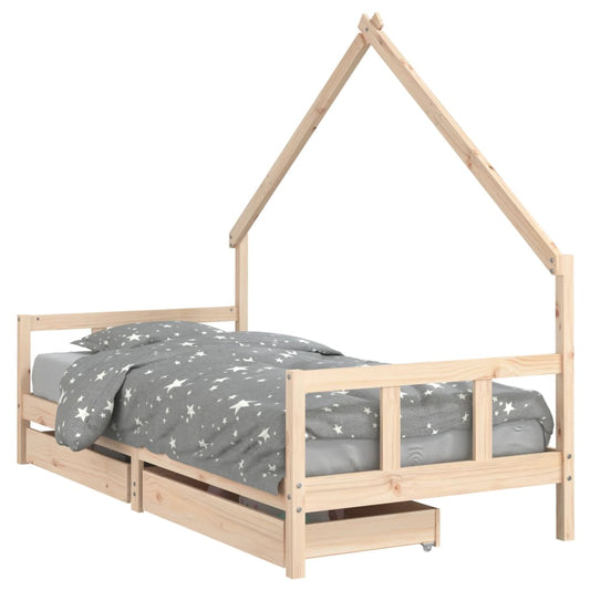 Kids Bed Frame with Drawers 90x200 cm Solid Wood Pine Kids Bed Frame with Drawers 90x200 cm Solid Wood Pine