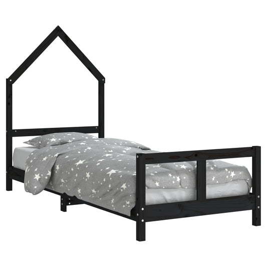 Kids Bed Frame Black 80x200 cm Solid Wood Pine Kids Bed Frame Black 80x200 cm Solid Wood Pine