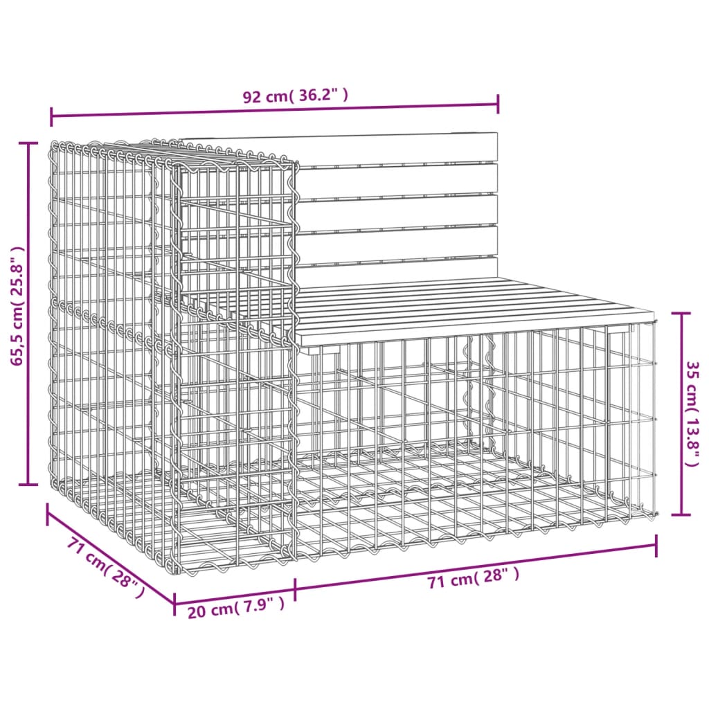 Garden Bench Gabion Design 92x71x65,5 cm Solid Wood Douglas