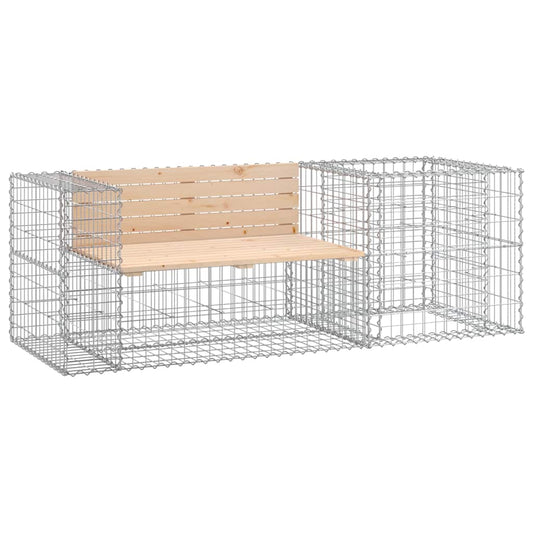Garden Bench With Gabion Basket | Natural Pine, Silver Garden Bench With Gabion Basket | Natural Pine, Silver