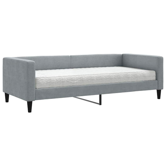Daybed with Mattress Light Grey 90x190 cm Fabric Daybed with Mattress Light Grey 90x190 cm Fabric