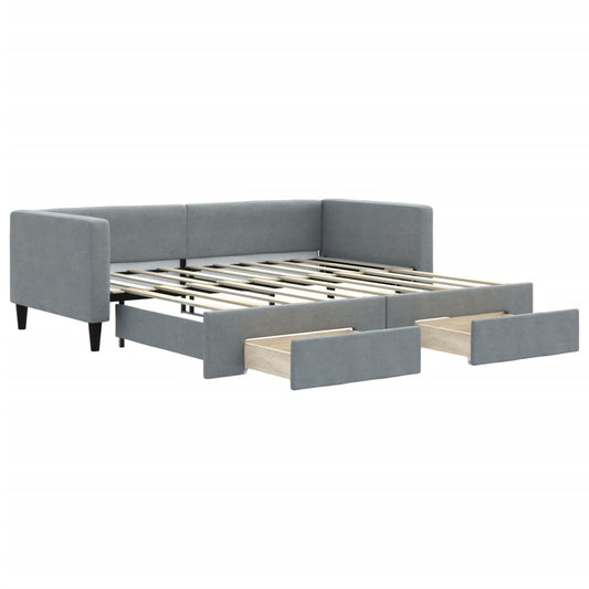 Daybed with Trundle&Drawers Light Grey 90x190 cm Daybed with Trundle&Drawers Light Grey 90x190 cm