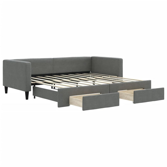 Daybed with Trundle&Drawers without Mattress Dark Grey 90x190cm Daybed with Trundle&Drawers without Mattress Dark Grey 90x190cm