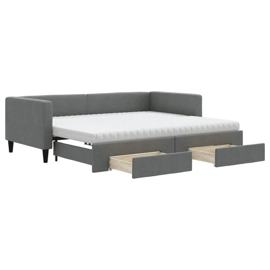Daybed with Trundle and Drawers Dark Grey 90x190 cm Fabric Daybed with Trundle and Drawers Dark Grey 90x190 cm Fabric