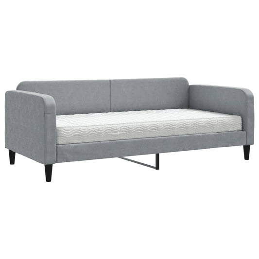 Daybed with Mattress Light Grey 90x190 cm Fabric Daybed with Mattress Light Grey 90x190 cm Fabric