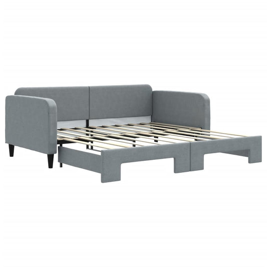 Daybed with Trundle without Mattress Light Grey 90x190 cm Single Daybed with Trundle without Mattress Light Grey 90x190 cm Single